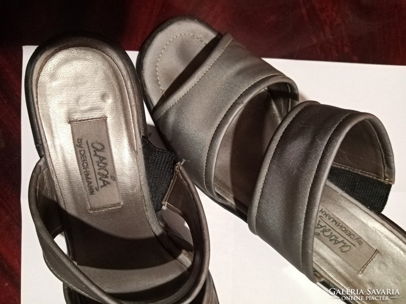 Branded silver gray women's size 39 - deichmann - claudia - shoes / slippers