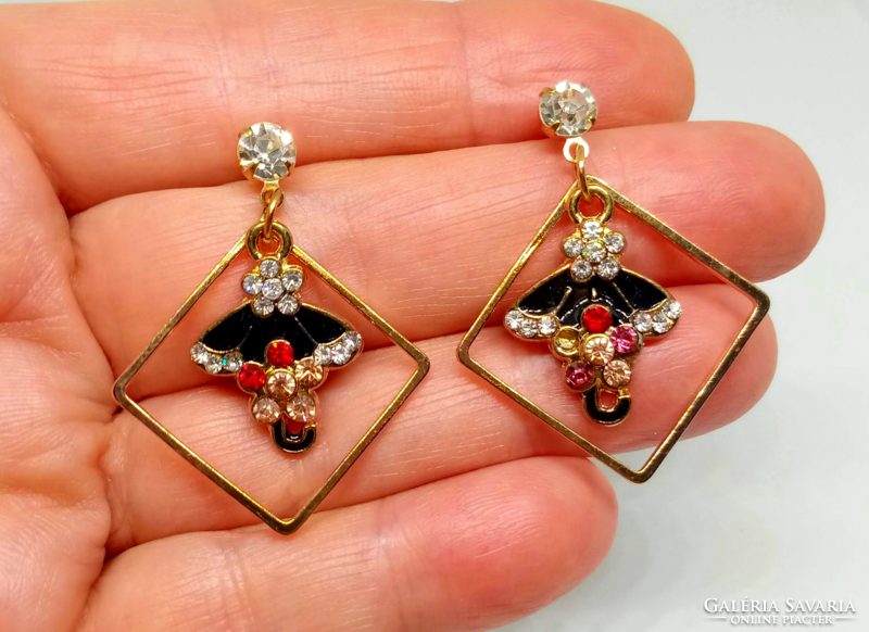 Betsey johnson colorful crystal black umbrella earrings
