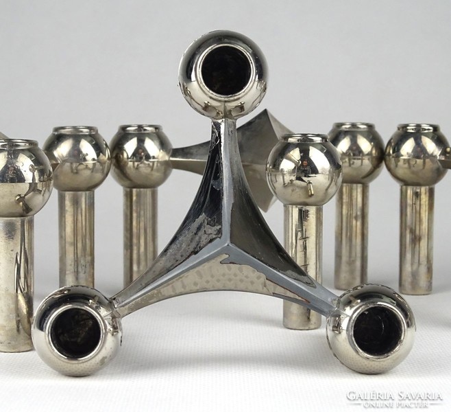 1G804 Ceasar Stoffi & Fritz Nagel : BMF moduláris Space Age rakásolható fém gyertyatartó