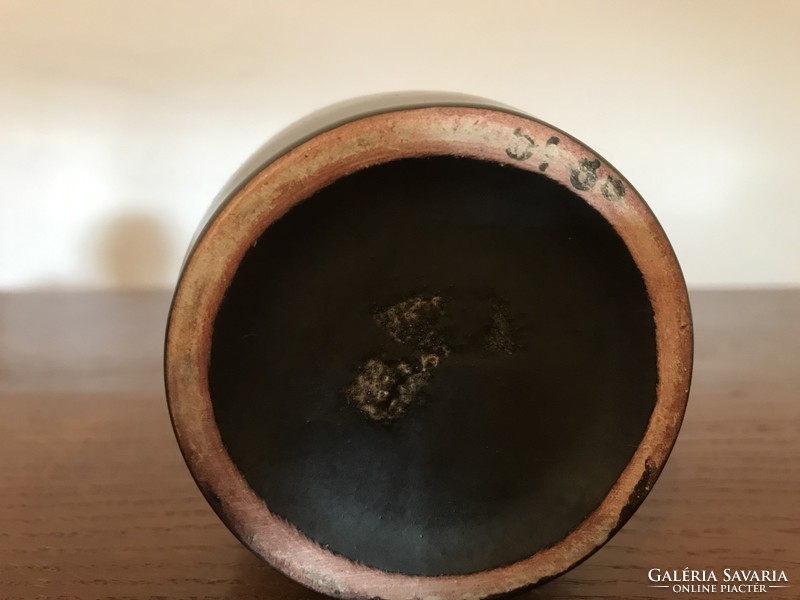 Dark colored marked ceramic vase. Minimalist ceramic vase. T-61