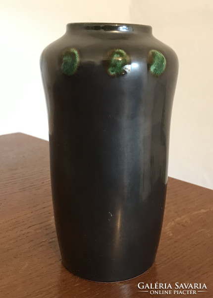 Dark colored marked ceramic vase. Minimalist ceramic vase. T-61