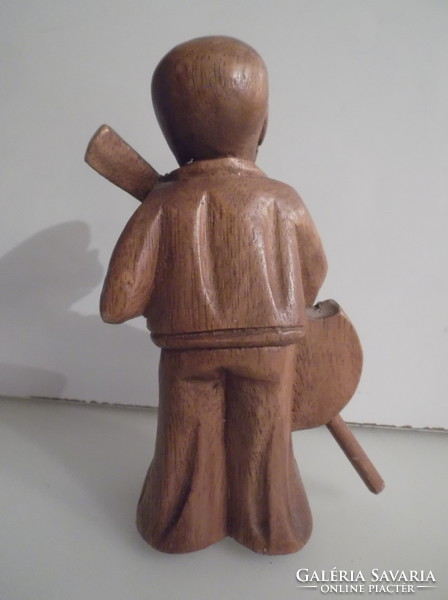 Statue - wood - 15 x 10 cm - singing boy - hand carved - old - German - flawless