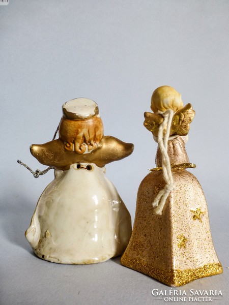2 Pieces of Christmas bell, ceramic angel figure
