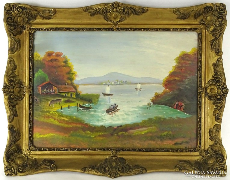 1G848 xx. Century Hungarian painter: boathouse