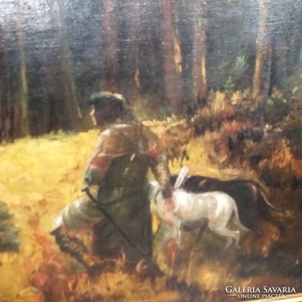 Xix. End of century, miracle deer legend.Oil canvas painting. 95 cm x 68 cm.