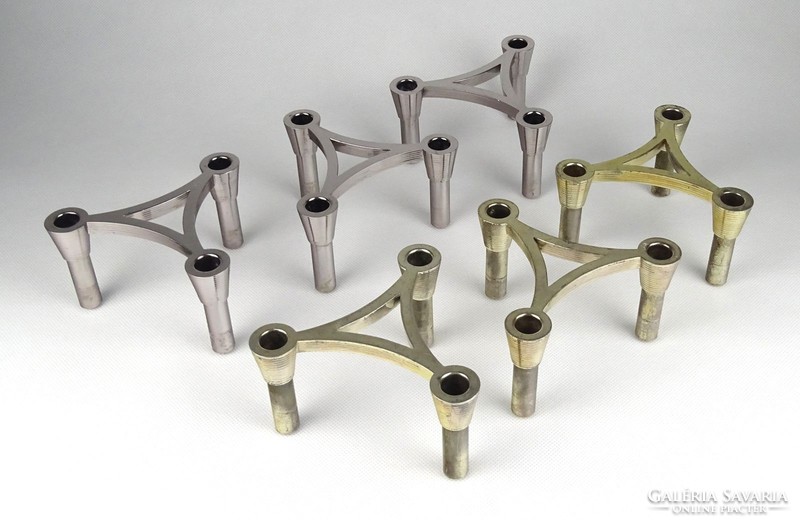 1G805 Ceasar Stoffi & Fritz Nagel : BMF moduláris Space Age rakásolható fém gyertyatartó