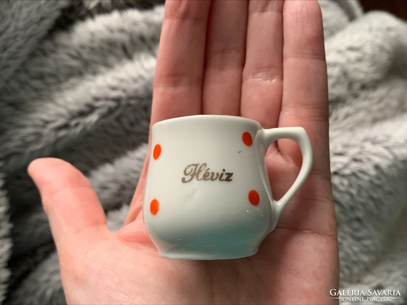 Mini porcelán bögre, csésze Hévizi emlék