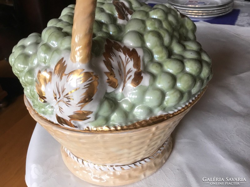 Antique fruit basket porcelain v ceramic