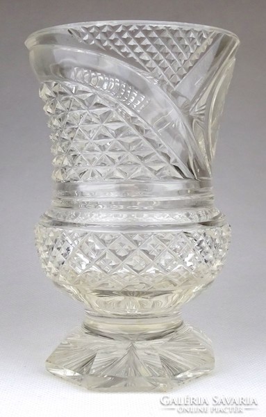 1G877 Antik talpas Biedermeier pohár üveg kupa XIX. század 13 cm ERNEST & JOHANNA HÖFFER