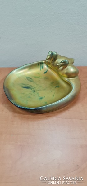 Zsolnay eosin antique three duck bowl
