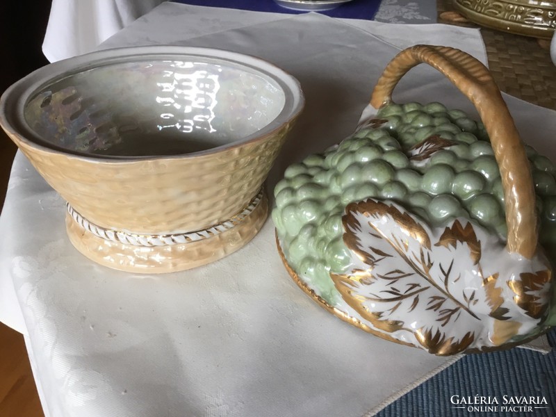Antique fruit basket porcelain v ceramic