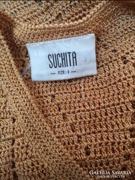 Suchita, 36-38 hand crocheted, amber, handmade blouse.