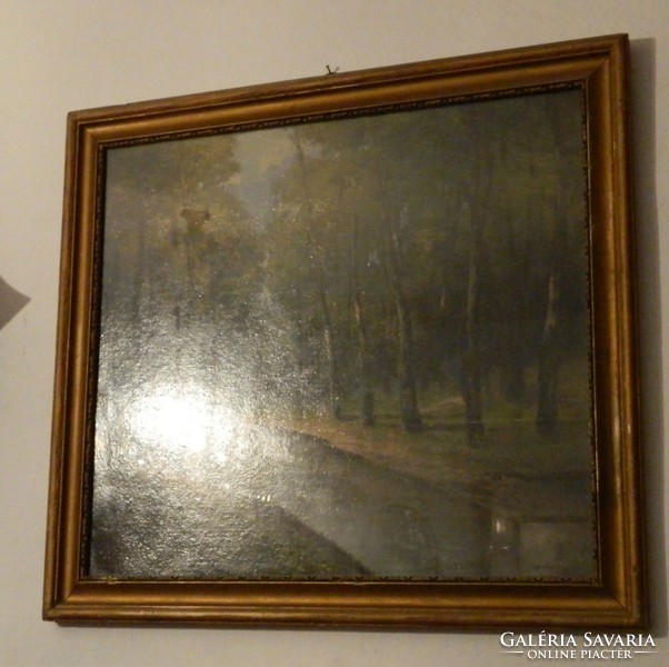 Beazosítás alatt_ Jelzett kvalitásos festmény : Erdőbelső patakkal