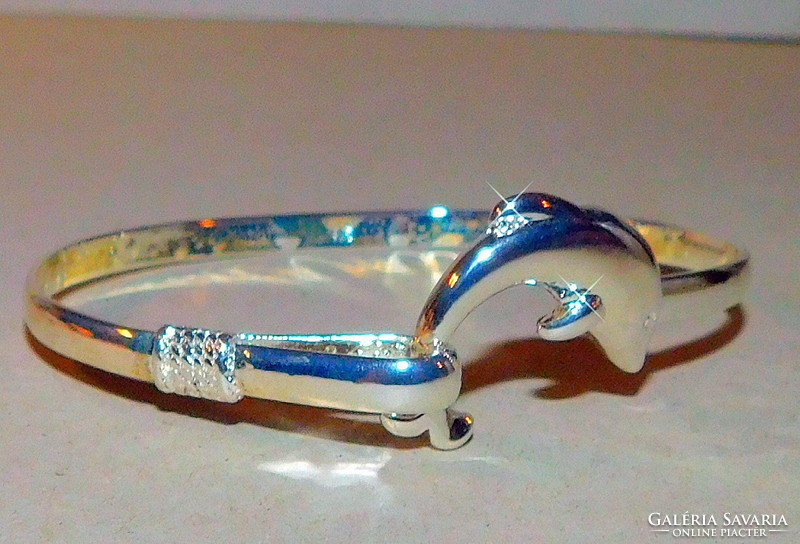 Dolphin white gold gold filled bracelet
