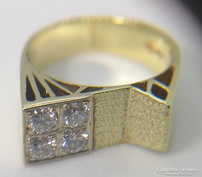 14K Hungarian branded yellow gold diamond ring! Gemstone Definition Certificate!