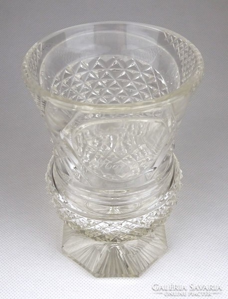 1G877 Antik talpas Biedermeier pohár üveg kupa XIX. század 13 cm ERNEST & JOHANNA HÖFFER