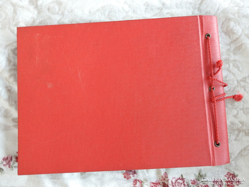 Old retro red leather and fabric covered unused - blank - photo album