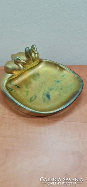 Zsolnay eosin antique three duck bowl