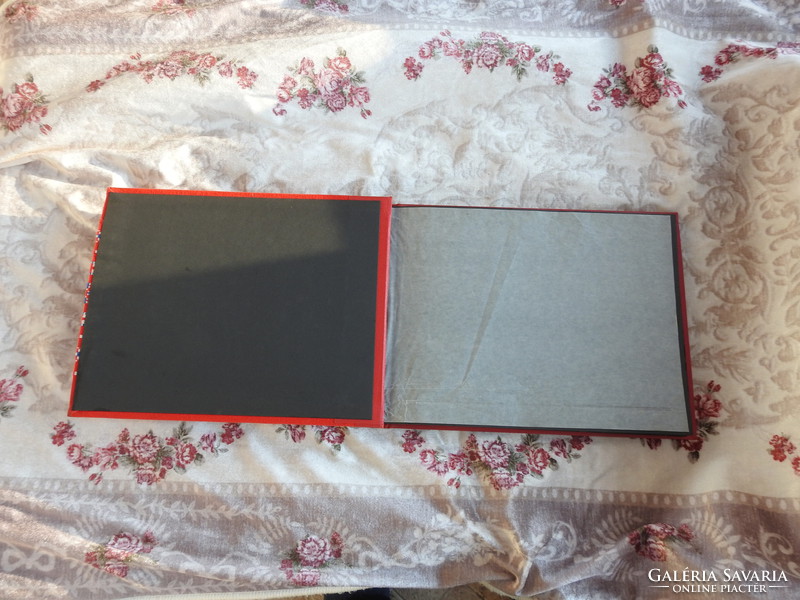 Old retro red leather and fabric covered unused - blank - photo album