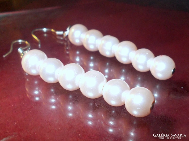 Powder pink shell pearl pearl earrings 6 cm!