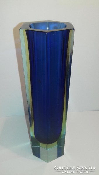 Murano sommerso hexagonal glass vase rare