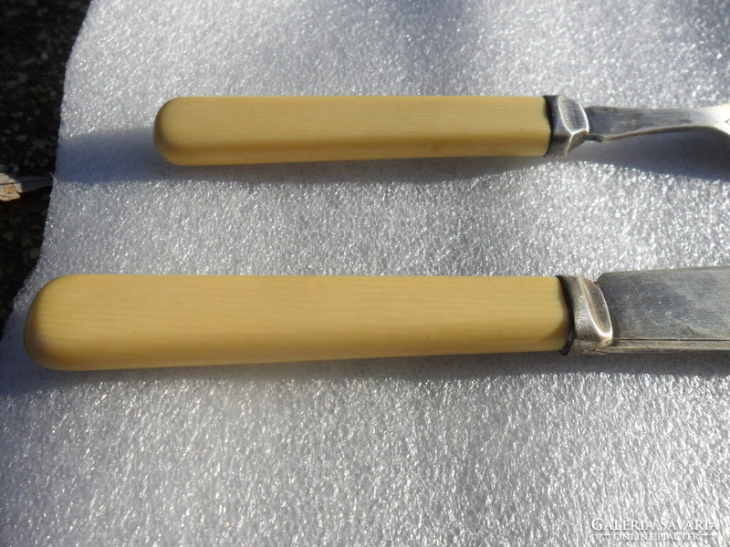 Silver-plated marked ornate engraved knife and fork