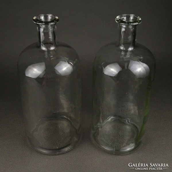 1G916 old wine bottle pub glass pair 22.5 Cm