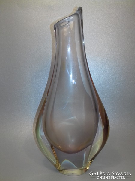Low price!! Czech thick-walled glass vase by Miroslav Klinger from the 1960s, 26 cm high