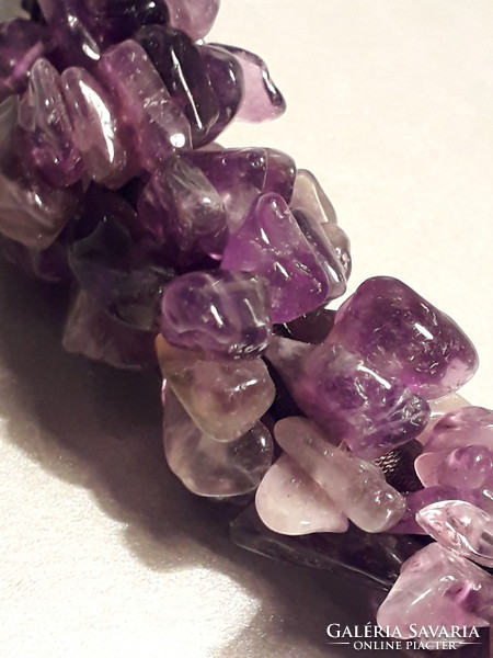 Amethyst mineral necklace combined with leather