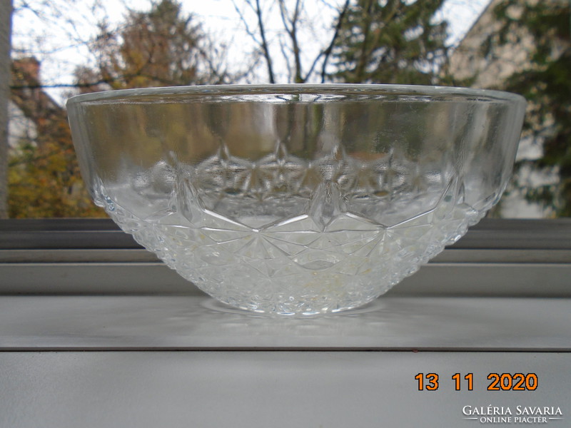 Marked French embossed rosette pattern in cast glass deep bowl