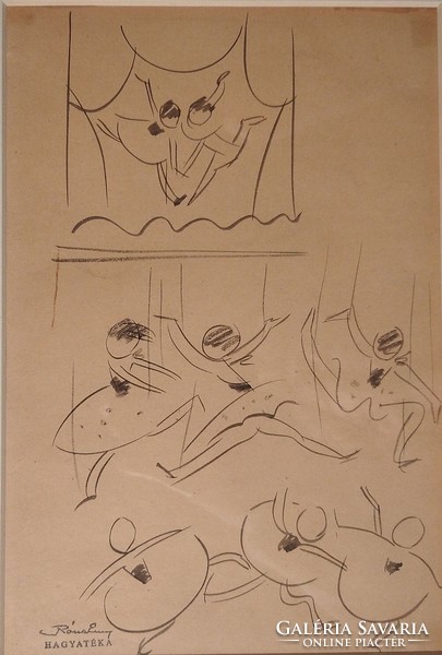 Róna emy: puppets -3 sided sketch r. E .: Puppet Theater c. Rare for your book !!!