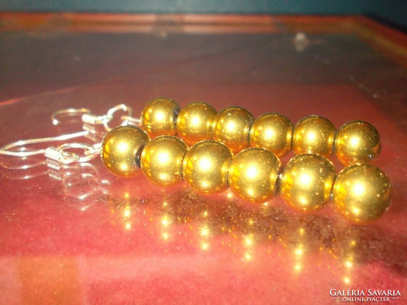 Gold-tone shell pearl pearl earrings 6 cm!
