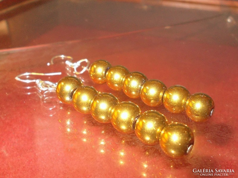 Gold-tone shell pearl pearl earrings 6 cm!