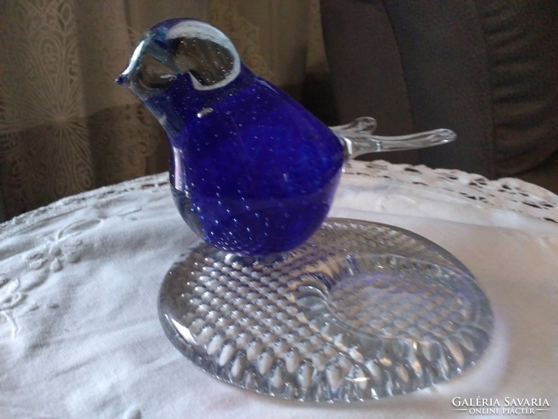 Murano glass bird up to leaf weight, candlestick