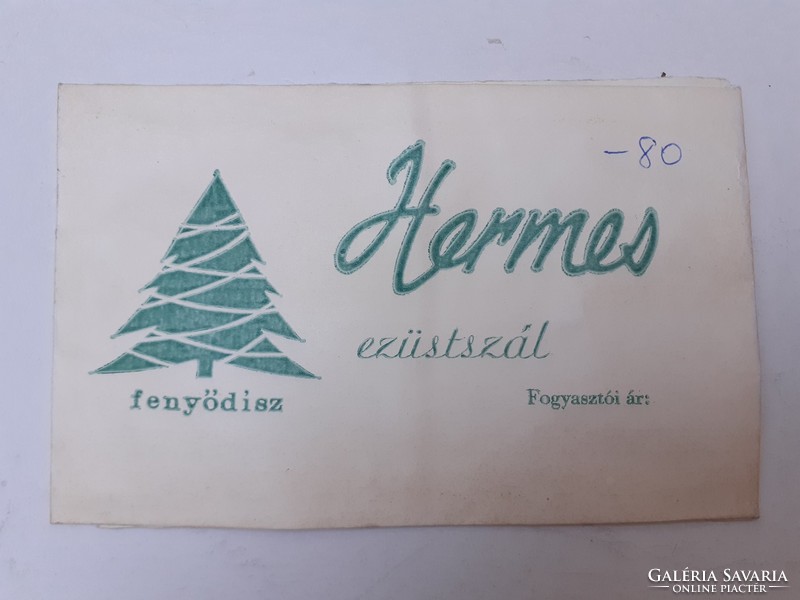 Retro karácsonyi csomagolás régi Hermes ezüstszál karácsonyfadísz papírzacskó