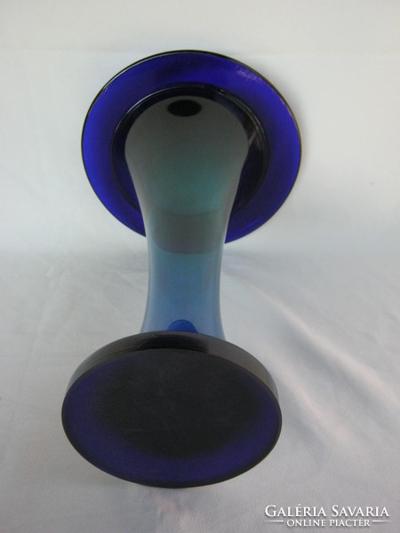 Retro ... súlyos nagy méretű kék üveg váza 30 cm 1,9 kg
