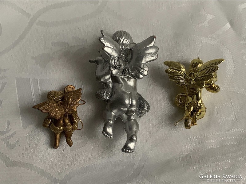 3 pcs. Antique plastic angel Christmas tree decoration, angel