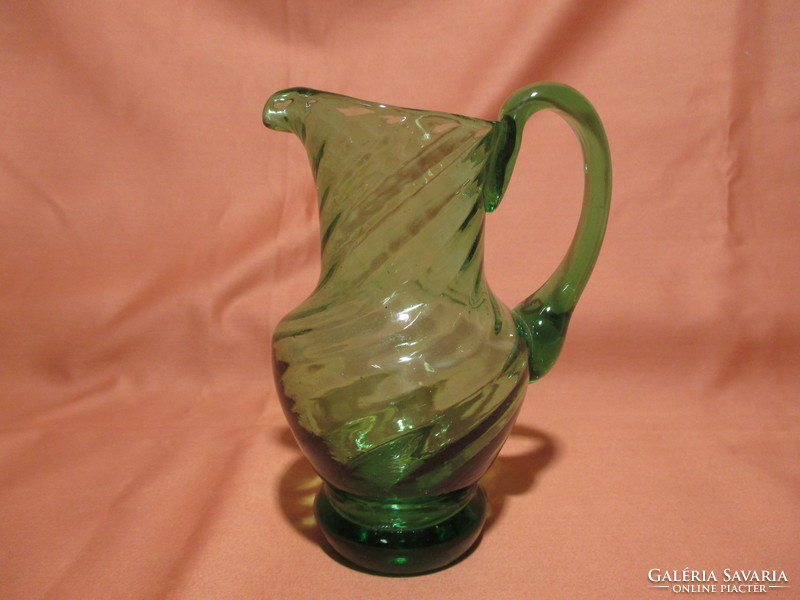 Small green glass jug