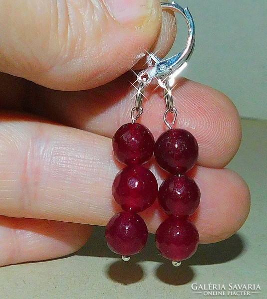 Red ruby mineral stone earrings
