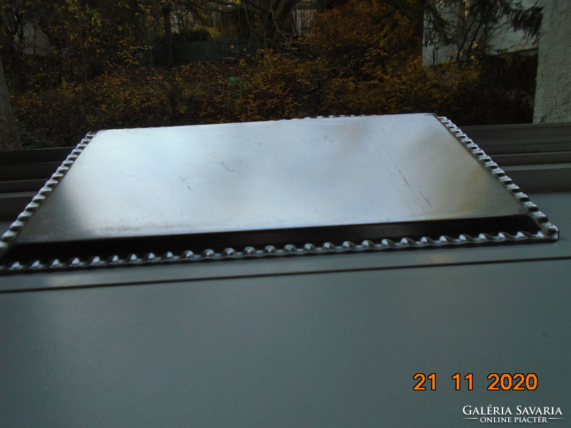 Mid century anodized aluminum corrugated edge chess board patterned tray