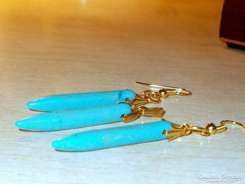 Turquoise mineral spike gold gold filled jewelry set