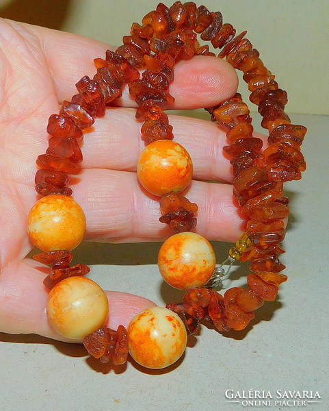 Vintage amber handcrafted old necklace No. 1