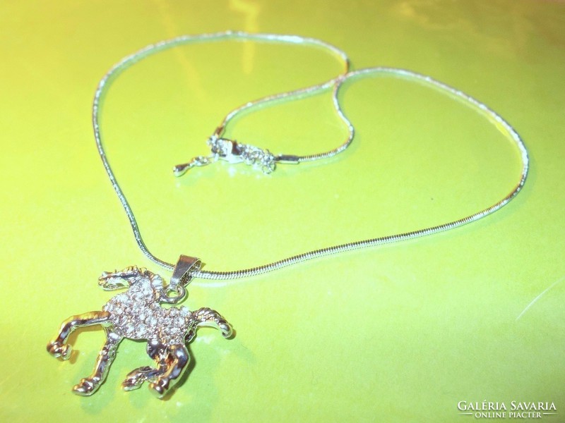 Swarovski crystal paripa horse white gold gold filled necklace