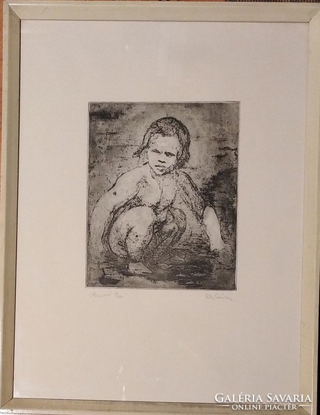 Alexander Wedge: paddling (etching)