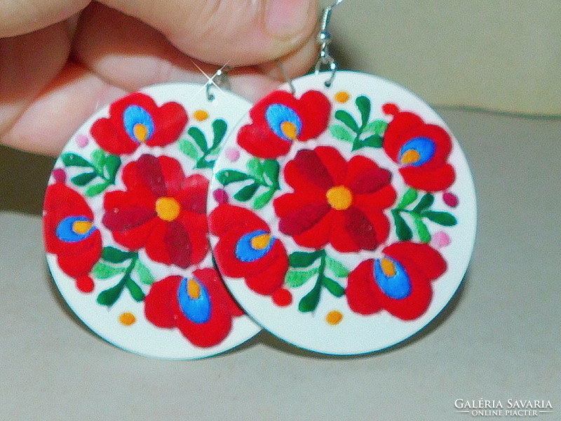 Vintage Hungarian folk motif giant earrings 2.