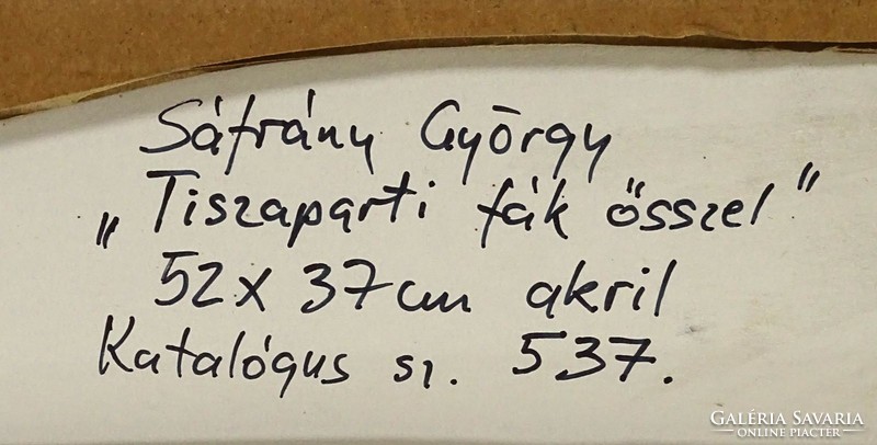 1G956 Sáfrány György : "Tiszaparti fák ősszel"