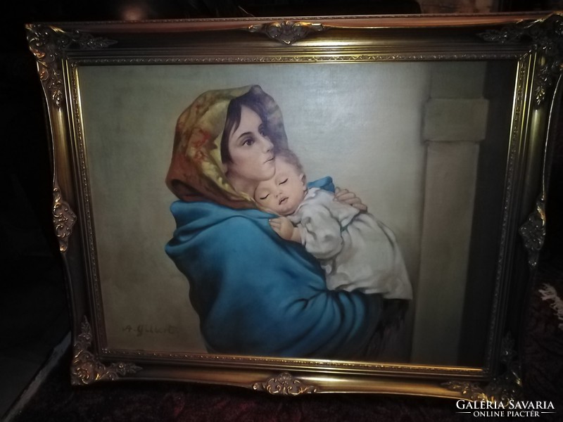 Mária a kis Jézussal olajfestmény 80 x 60 cm