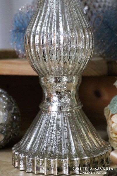 Fringed glass candle holder