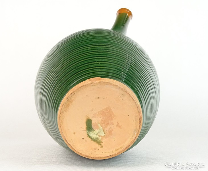 0N715 Nagy méretű zöld mázas kerámia kanta 28 cm