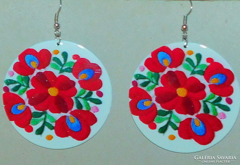 Vintage Hungarian folk motif giant earrings 2.